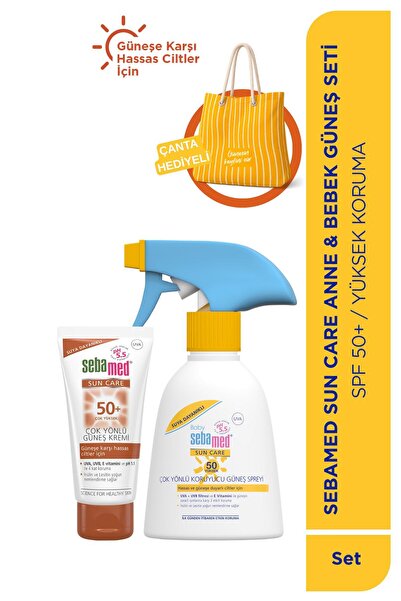 Sebamed Aile Güneş Kremi Seti - Plaj Çantası Hediyeli SPF50+ Yüz Güneş Kremi 50ml & Bebek Güneş Kremi 200ml
