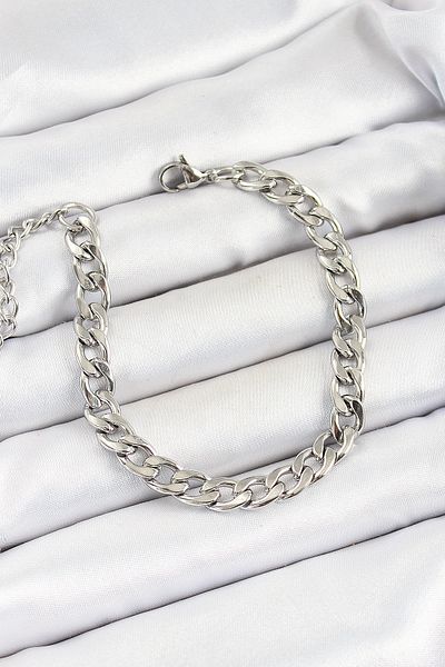 callerrons accessories Silver Color Thick Chain Men's Bracelet - Ebj250620W35763