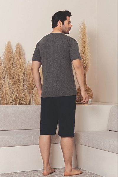 Farya Home Men's Pajama Set with Cotton Lycra Pockets Short Sleeves Shorts