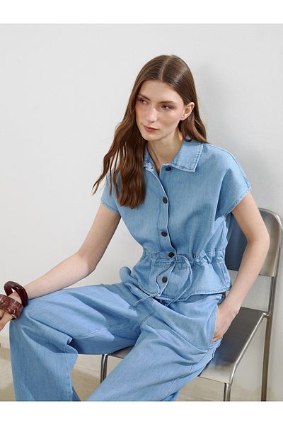 LC Waikiki Shirt Collar Women's Jean Vest