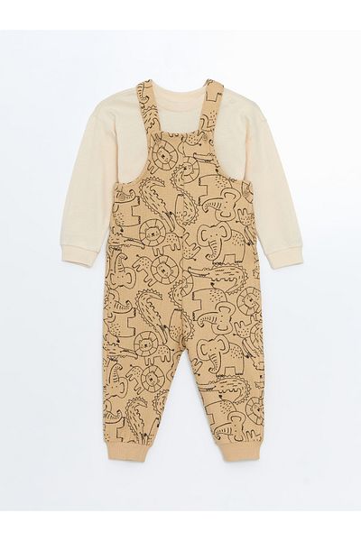 LC Waikiki Printed Baby Boy Salopet and T-Shirt 2 Pack