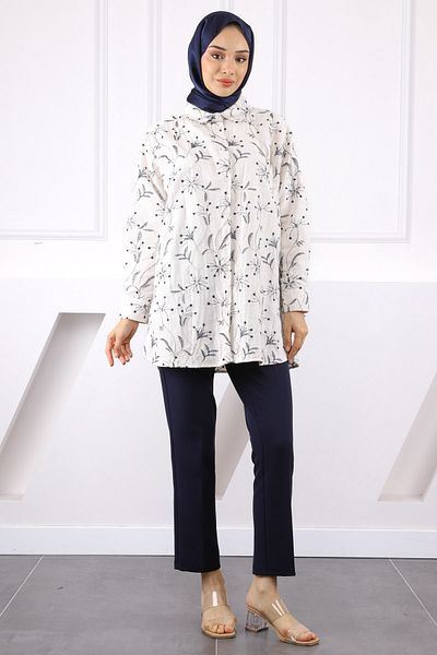 İmajButik Πέτρινο πουκάμισο με κέντημα