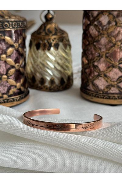 Kehribar Sarayı Pure Raw 100% Copper Crown Pattern Bracelet