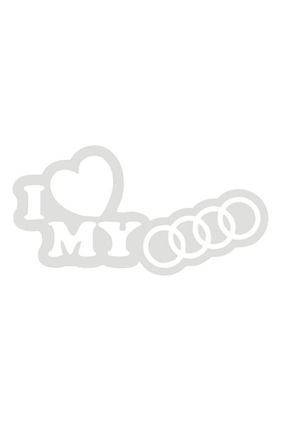 Oracal Sticker Auto I love Audi 01, alb, 20 cm