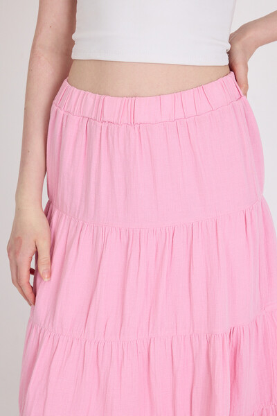Rays Pink Linen Look 100% Cotton Layered Long Skirt 4801A