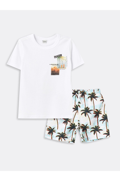 LC Waikiki T-Shirt und Badeshorts für Jungen mit Rundhalsausschnitt