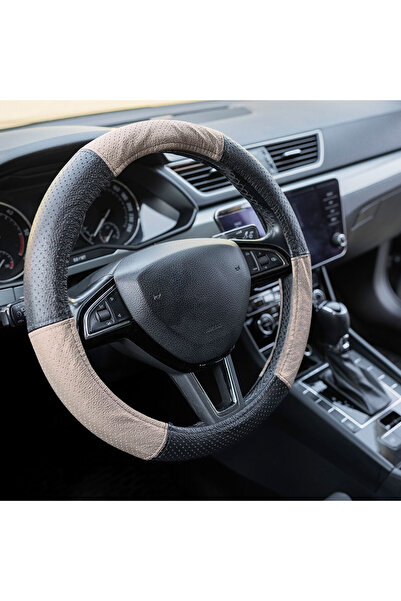 Umbrella Husa Volan Piele Naturala Perforata Bej 37-39 Cm Mega Drive