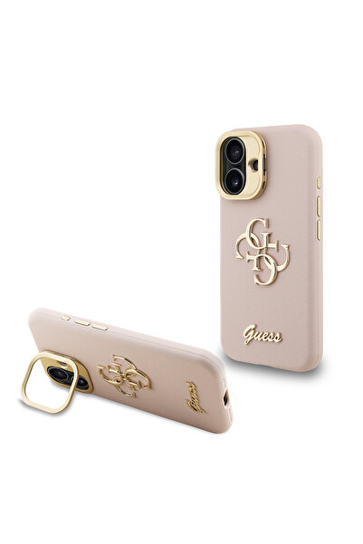 Guess Case with ring compatible with iPhone 16, TPU, Pink - pink