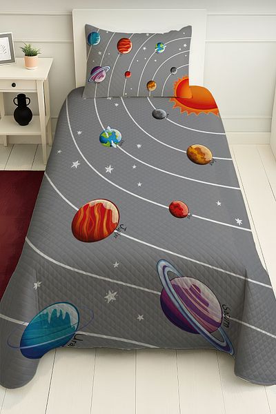 PRINTOPIA Gray Milky Way Galaxy Patterned Boy's Single Pique Set