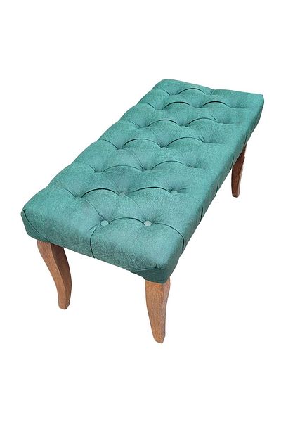 Casafun Sofa-type sofa with fabric upholstered bench, natural wood legs, 90 cm x 45 cm x 45 cm