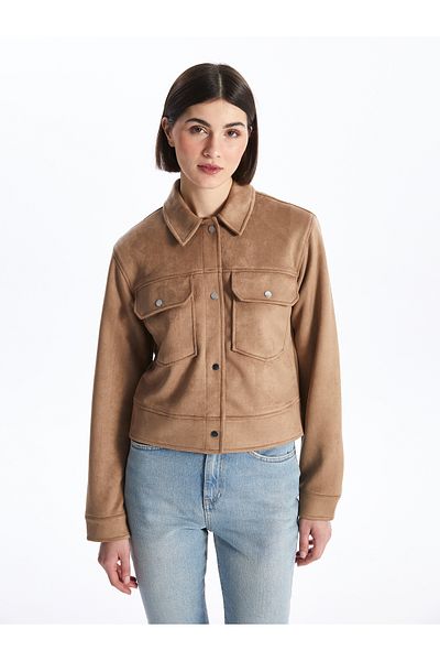 LC Waikiki Shirt Collar Women's Suede Coat