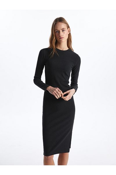 LC Waikiki Rochie de damă cu mânecă lungă, uni, cu decolteu