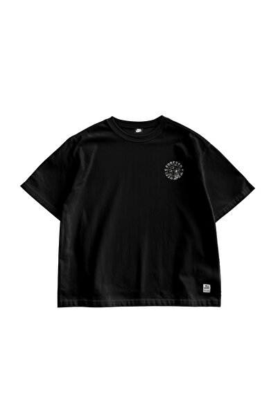 TresMonos Forever Wild Helmets Printed Oversize Short Sleeve Cotton Unisex Black T-Shirt