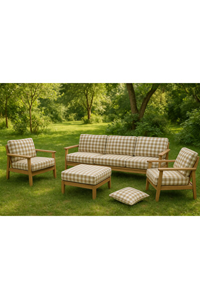Lavanderi Dama Pattern Upholstery Fabric Garden Furniture Sofa Mattress Pouf Sun Resistant