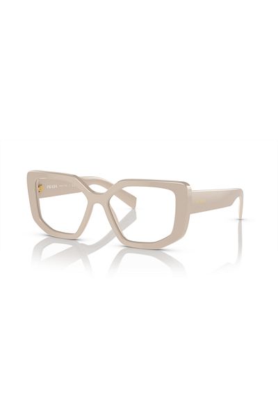 Prada Woman Irregular Eyeglasses- Pr A04v - Lense Size:52mm - White
