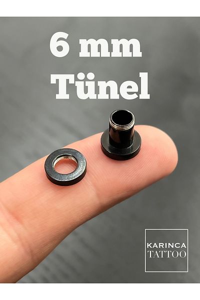 Karınca Piercing Black 6 mm Screw Tunnel Piercing Ear Tunnel Plug