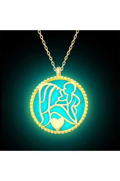 norsary Silver Highlighter Gold Mother Child Love Women's Necklace