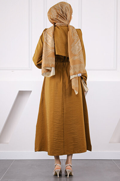 İmajButik Σετ Συνδυασμού Φόρεμα με Πουλόβερ Tan