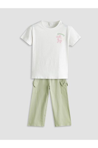 LC Waikiki Floral Girl's T-Shirt and Pants 2-Pack