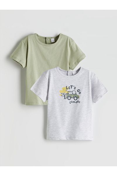 LC Waikiki Tricou din bumbac imprimat pentru bebeluși, pachet de 2