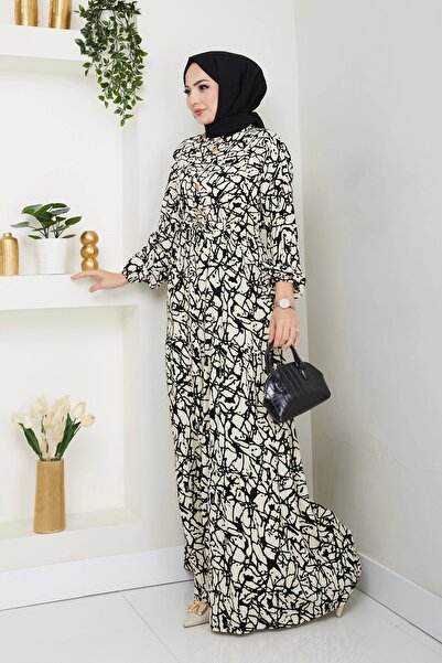 Moda MSK Κρέμα φορέματος με μοτίβο μισού κουμπιού