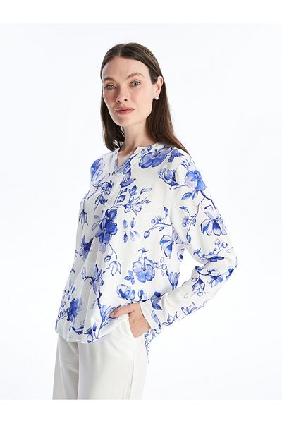 LC Waikiki Wacky Collar Floral Long Sleeve Women's Blouse