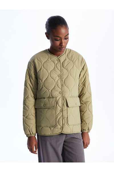 LC Waikiki Crew Neck Self Patterned Women's Puffer Jacket