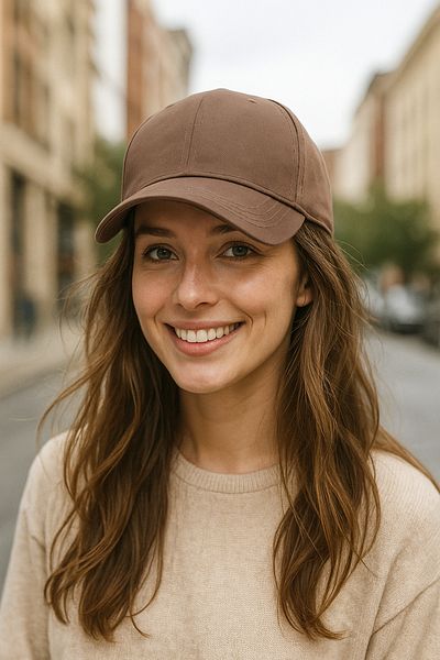Capstories Brown Cotton Gabardine Fabric Adjustable Sports Hat (Shipped in Box)