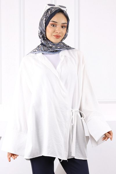 İmajButik Ecru Side Tie Kimono
