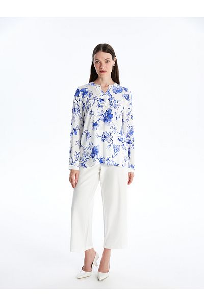 LC Waikiki Wacky Collar Floral Long Sleeve Women's Blouse