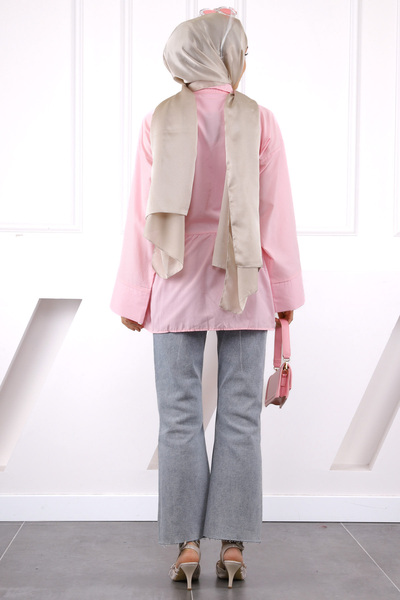 İmajButik Pembe Bel Kuşaklı Tunik