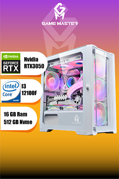 GM Game Master Hydra 3050 Full Sistem İntel i3-12100F 16GB RAM 512GB M2 RTX3050 23.8" 165hz Monitör Beyaz Gaming Pc