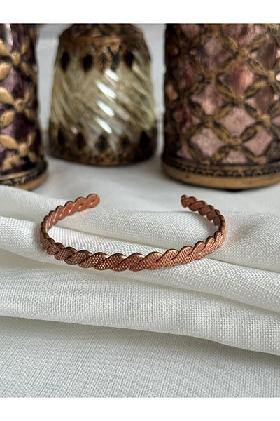 Kehribar Sarayı Pure Raw Copper Patterned Twist Bracelet
