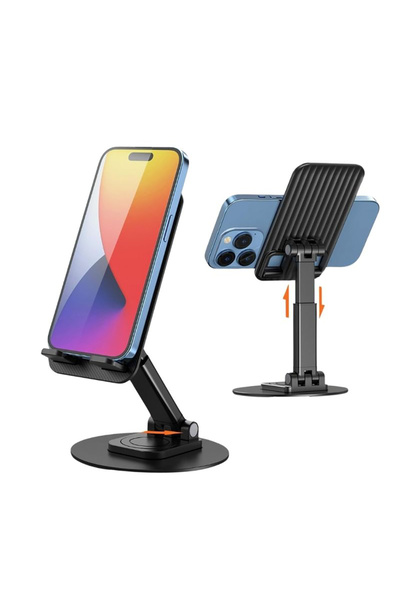 MK-59 Yüseklik Ayarlı Katlanabilir 360 Derece Dönebilen Telefon ve Tablet Standı Siyah
