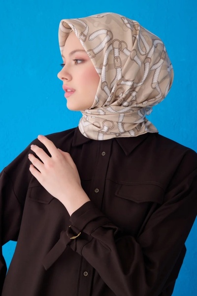 Belli Twill İpek Eşarp 4125D Zincir Desen DORE