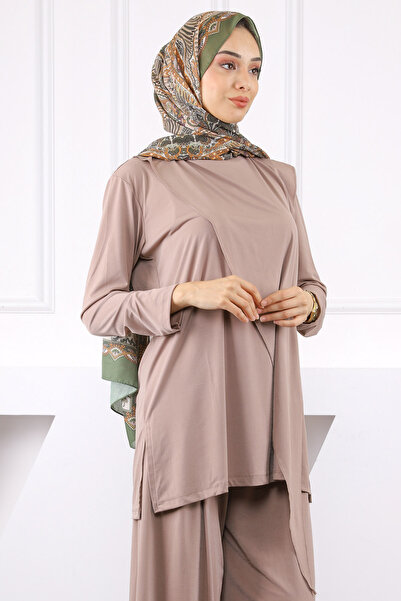 İmajButik Σετ παντελονιού με λεπτομέρεια μπροστινού βιζόν Sandy