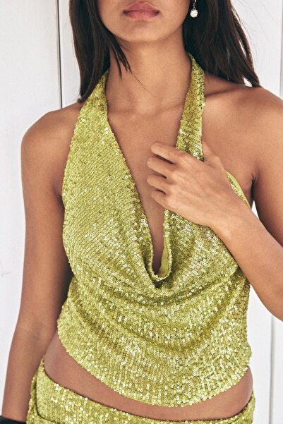 Pull & Bear Halter drapeli pullu top