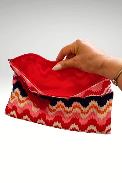 KRIMO Women's Fabric Multicolored Portfolio Clutch Bag Clutch Bag