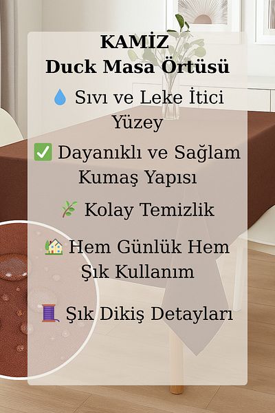 KAMİZ Duck Fabric Table Cloth - Water and Stain Repellent |   Durable, Modern Design