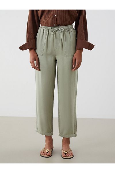 LC Waikiki Elastic Waist Paperbag Women's Jean Trousers