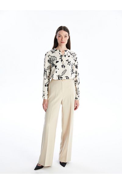 LC Waikiki Wacky Collar Floral Long Sleeve Women's Blouse