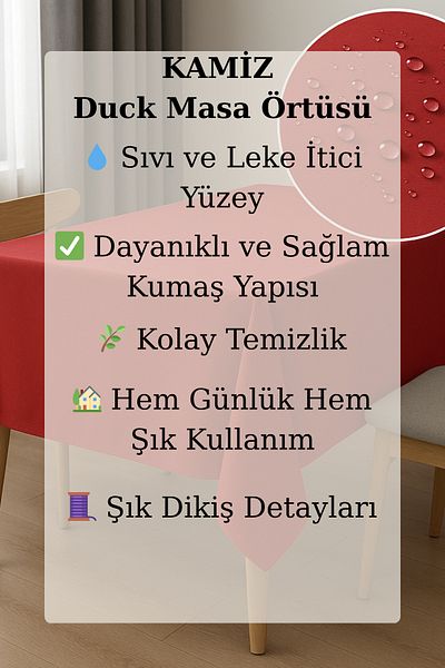 KAMİZ Duck Fabric Table Cloth - Water and Stain Repellent |   Durable, Modern Design