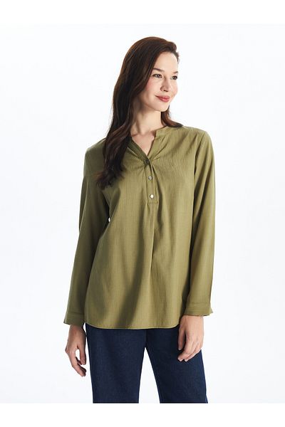 LC Waikiki Loose Collar Plain Long Sleeve Women's Blouse