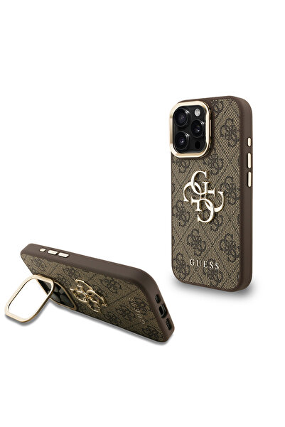 Guess iPhone 16 Pro Uyumlu Kılıf Guess Lisanslı Metal 4G ve Yazı Logolu Kamer...