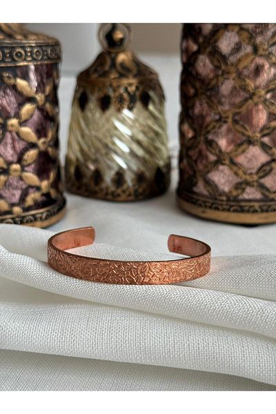 Kehribar Sarayı Pure 100% Copper Leaf Pattern Bracelet Suitable for Any Wrist