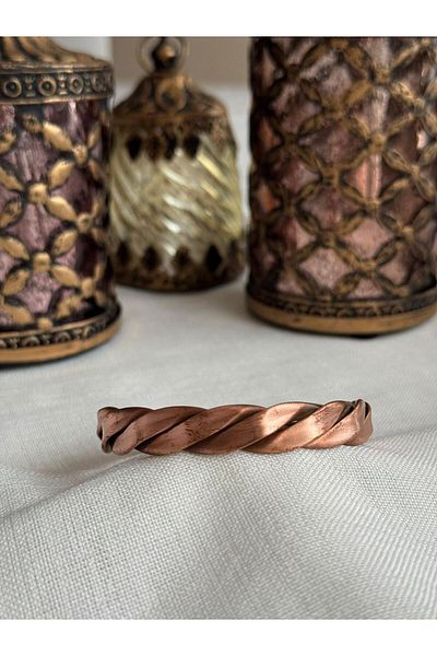Kehribar Sarayı Pure Copper Flat Twist Thick Bracelet