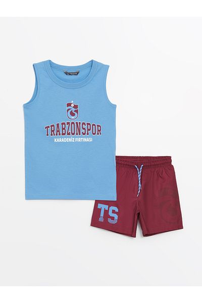 LC Waikiki Rundhalsausschnitt Trabzonspor bedrucktes Herren-Unterhemd und Badeshorts
