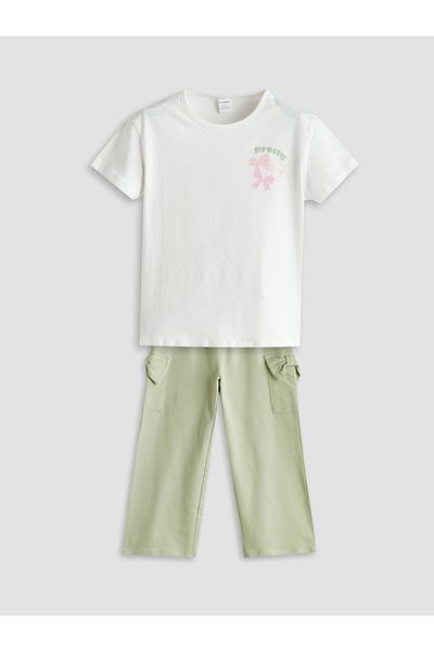 LC Waikiki Floral Girl's T-Shirt and Pants 2-Pack