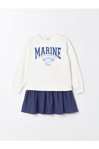 LC Waikiki Μακρυμάνικο κοριτσίστικο φόρεμα με λαιμόκοψη