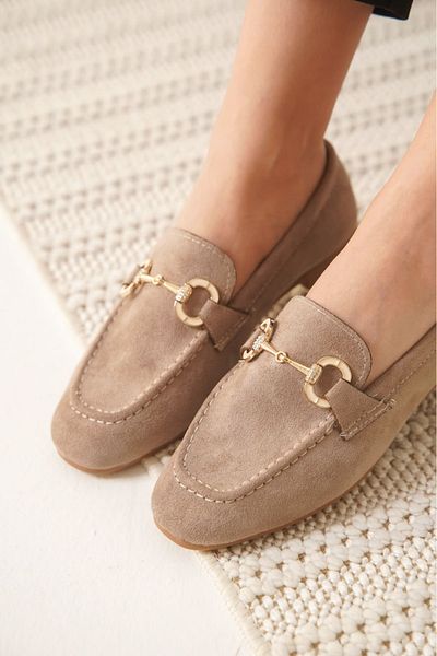 stoneclass Women's Suede Ballerina Elegant Buckle Detailed Top Quality Lightweight Comfortable Orthopedic